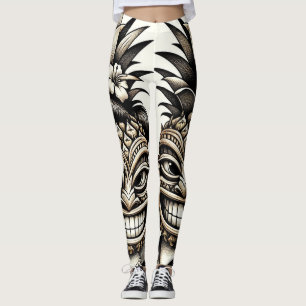 Legging Noiva e Noivo Aloha Abacaxi Cabeça Tiki Casamento 