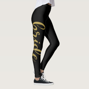 Legging Noiva Glitter Dourado Caligrafia Escovada Elegante