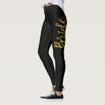 Legging Noiva Preta e Dourada Foil Faux Tipografia Yoga Pa<br><div class="desc">Tipografia das folhas Douradas e pretas e calças de ioga cardíaca. As Calças de Yoga Noiva são perfeitas para trabalhar nas suas férias na Lua de Honra.</div>