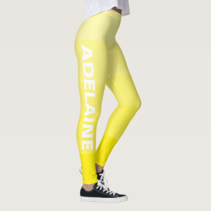Legging Nome Branco   Na moda 5 Blocos de tons amarelos ca