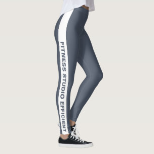 Legging Nome da Empresa Personalizado Faixa Branca Cinza
