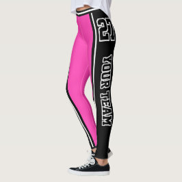 Legging Nome da Equipe Esportiva Número Cor-de-rosa-quente