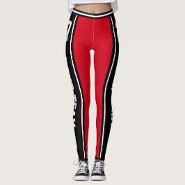 Legging Nome da Equipe Esportiva Número Vermelho Negro Str