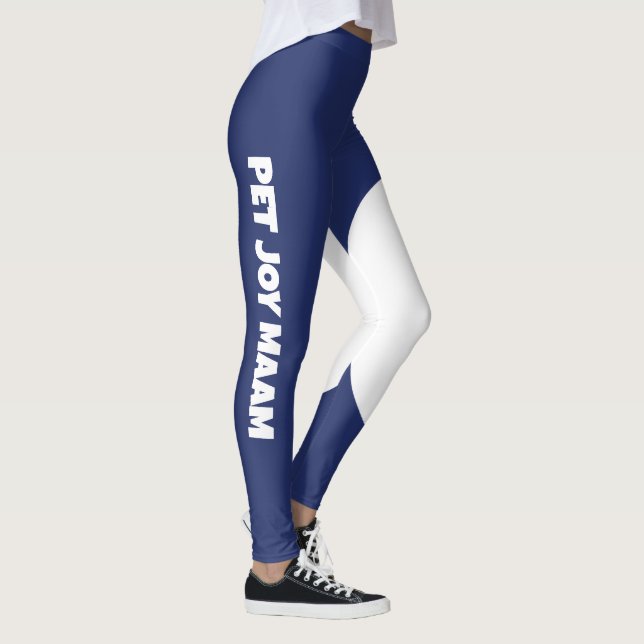Legging Nome da Mãe de Gato Pet Azul Marinho Branco Texto  (Direita)