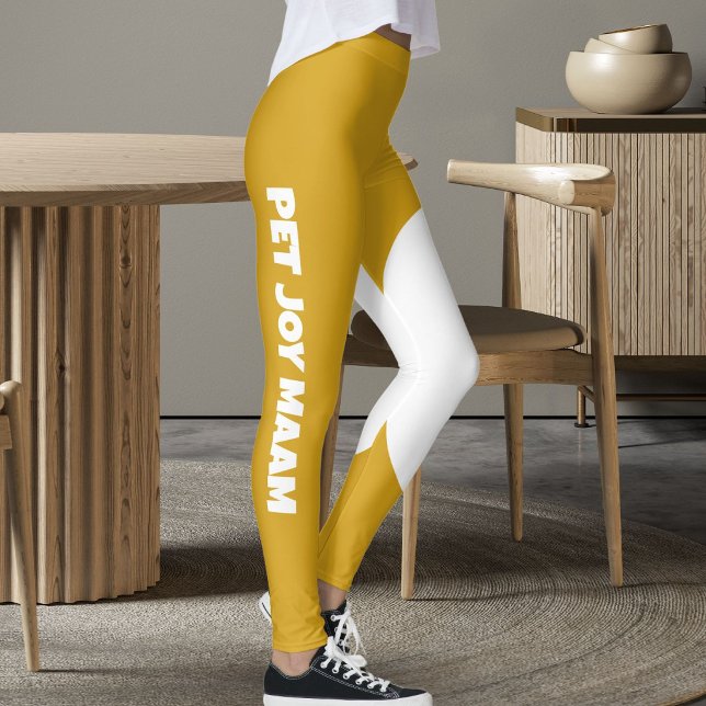 Legging Nome da Mãe de Gato Pet Mostarda Dourado Branco Te (Criador carregado)
