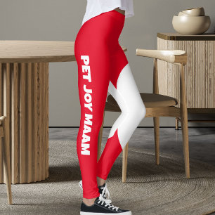 Legging Nome da Mãe de Gato Pet Vitória Vermelho Branco Te