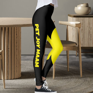 Legging Nome da Mamãe do Gato Preto Amarelo Personalizado 