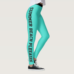 Legging Nome de Monograma Personalizado Elegante Turquesa