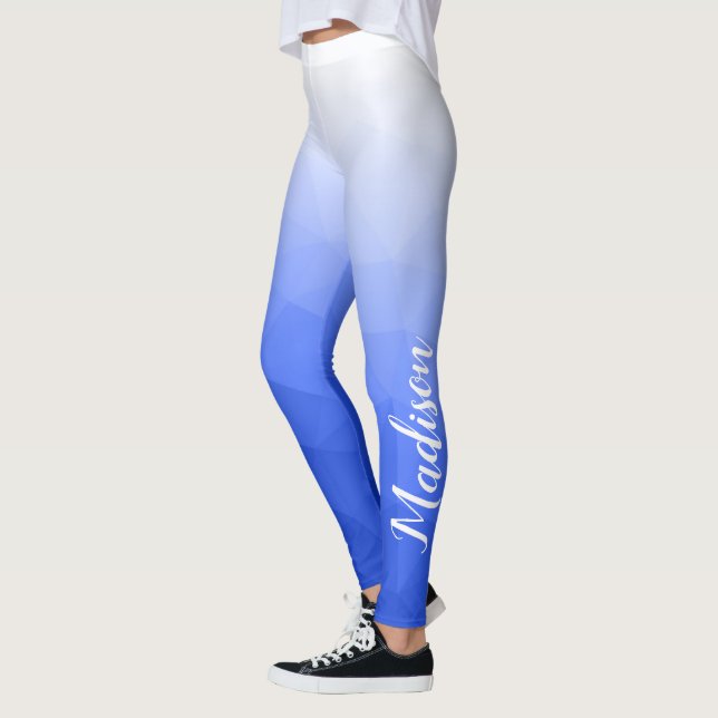 Legging Nome do padrão de malha de geometria gradiente azu (Esquerda)