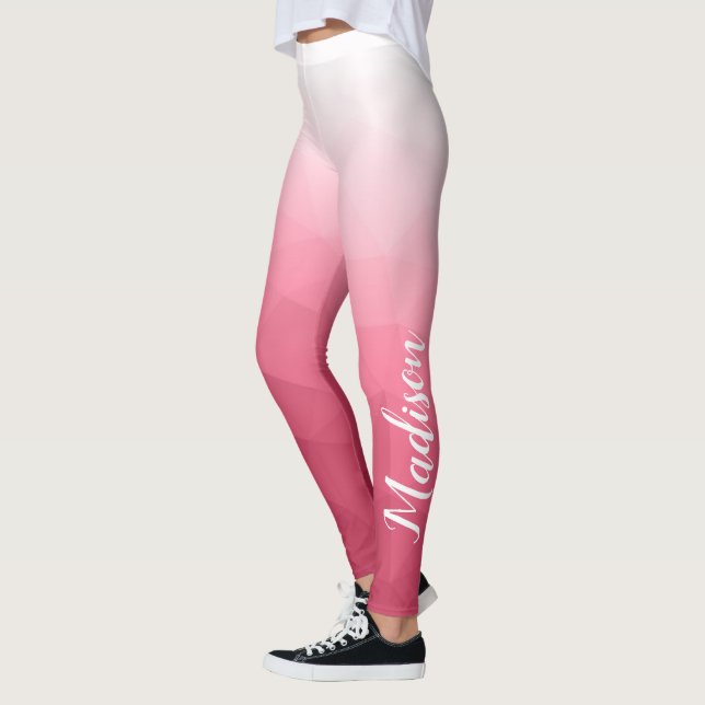 Legging Nome do Padrão Geométrico do Gradiente Rosa Rosa R (Esquerda)