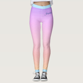 Legging Nome em azul na Rosa claro e gradiente laranja