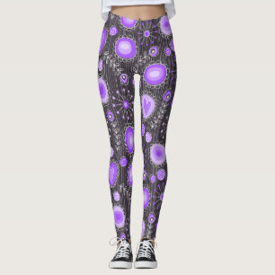 Legging Nome floral das cinzas roxas brancas