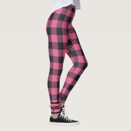 Legging Nome Monograma, cor-de-rosa e Xadrez de búfalo pre