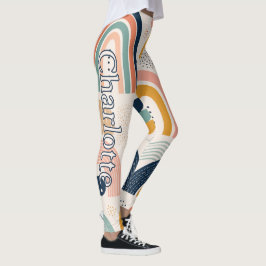 Legging Nome no padrão abstrato de arco de prisma pastel n