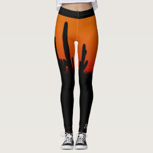 Legging Nome personalizado alaranjado e preto do por do