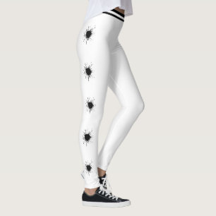 Legging Nome Personalizado Branco Preto Padrão Salpico Exp