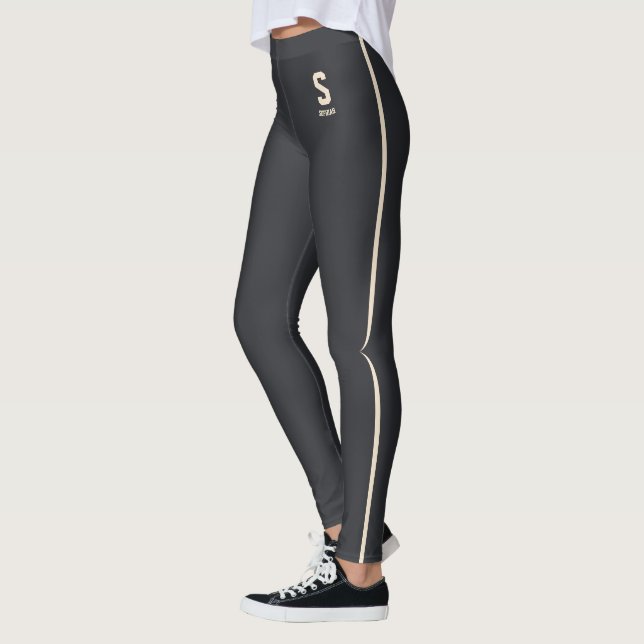 Legging Nome Personalizado Caviar Champanhe Ouro Listras (Esquerda)