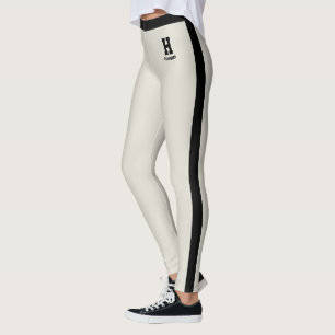Legging Nome Personalizado Classy Oatmeal Listras Pretas M