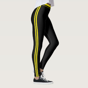 Legging Nome Personalizado Cute Listras Pretas e Amarelas 