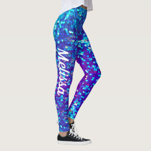 Legging Nome Personalizado da Sereia Impressão de Sequên