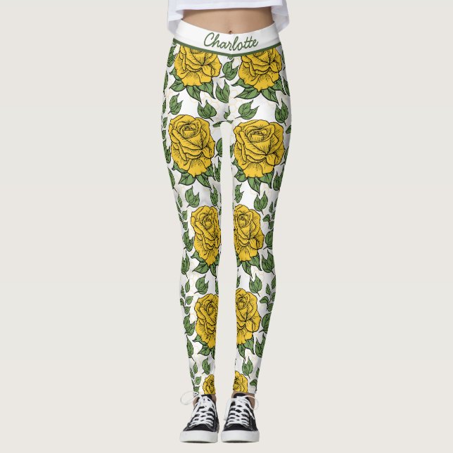 Legging Nome personalizado de padrão uniforme floral amare (Frente)