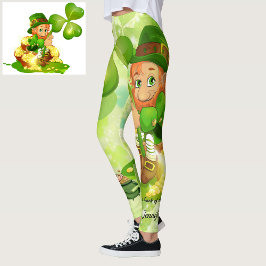 Legging Nome Personalizado do Leprechaun Verde do Dia de S
