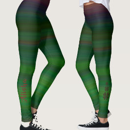 Legging Nome Personalizado do Shamrock Verde Gradiente Ele