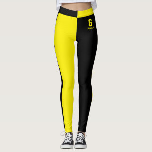 Legging Nome Personalizado Listras Pretas e Amarelas Monog