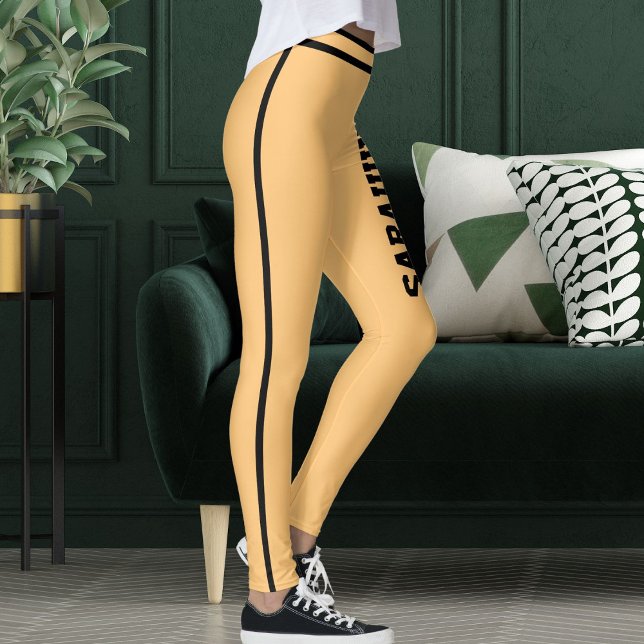 Legging Nome Personalizado Listras Pretas Presente Feito s (Criador carregado)