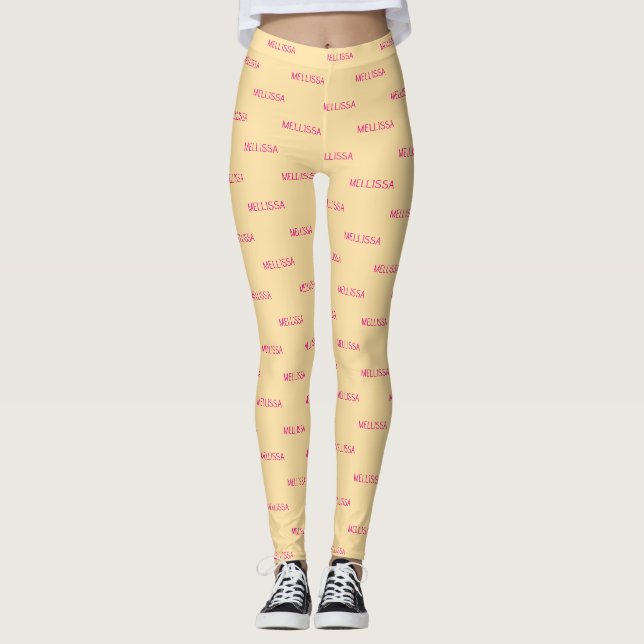 Legging Nome personalizado minimalista creme (Frente)