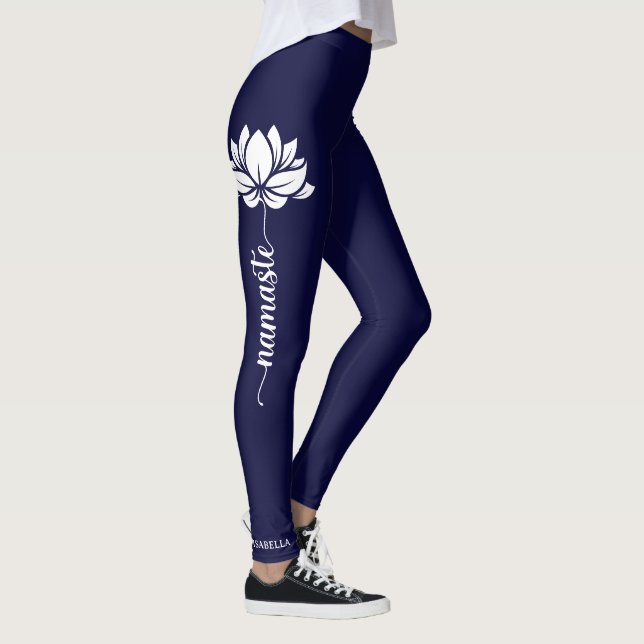 Legging Nome Personalizado Moderno do Namaste Lotus Flower (Direita)