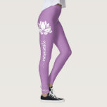 Legging Nome Personalizado Moderno do Namaste Lotus Flower<br><div class="desc">Namaste Lotus Flower Modern Personalized Name A Malhação de esportes Yoga Leggings apresenta uma flor de lótus com o texto "namaste" em um script de caligrafia moderno, escrito à mão, e personalizado com seu nome. Presente perfeito para amigos e família de aniversário, Natal, Dia de as mães, melhores amigos, amantes...</div>