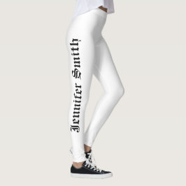 Legging Nome personalizado personalizado Texto preto e bra