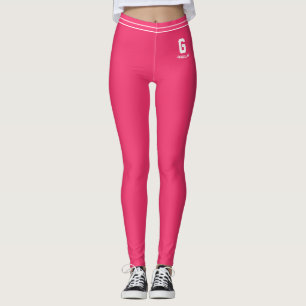 Legging Nome Personalizado Vermelho Rosa Branco Listrado M