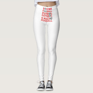 Legging Nomes do Futebol Internacional Tipografia Vermelho