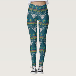 Legging Nórdico Reindeer Christmas Sweater Blue