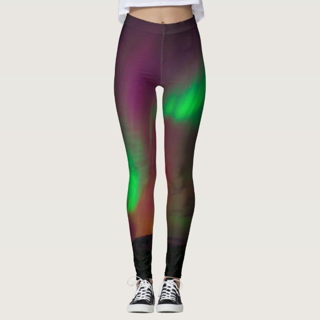 Legging Norte Aurora Borealis ilumina estrelas de inverno  (Frente)