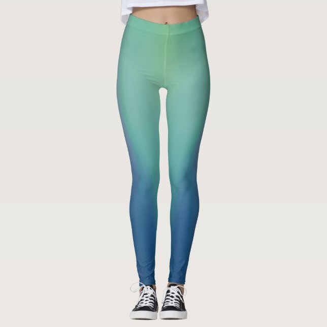 Legging Norte fica verde sobre azul (Frente)
