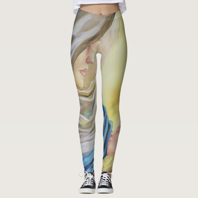Legging Nossa Senhora do Silêncio segurando Jesus bebê (Frente)