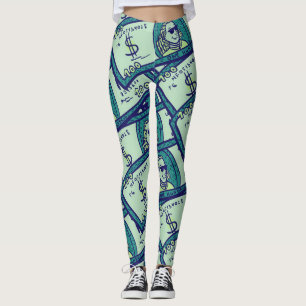 Legging Notas de Dólar: Padrão de Dinheiro Ininterrupto