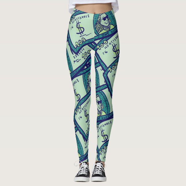 Legging Notas de Dólar: Padrão de Dinheiro Ininterrupto (Frente)
