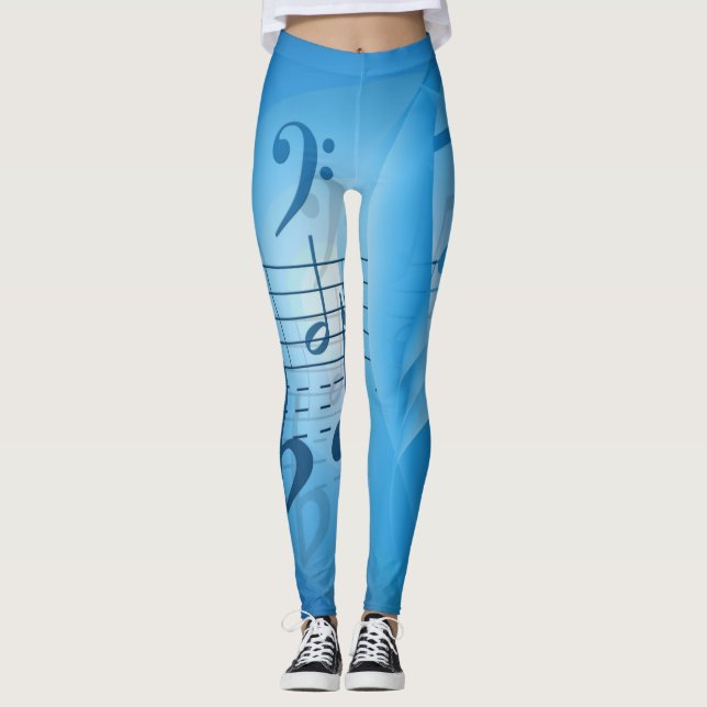 Legging Notas de Música Azul Brilhante (Frente)