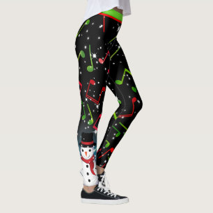 Legging Notas de Música de Natal de Snowman