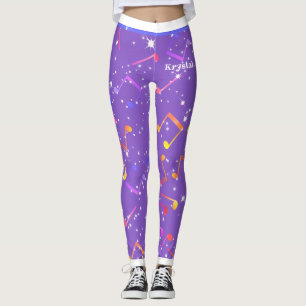 Legging Notas de música (seu nome) no Utra Violet