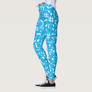 Legging Notas Musicais Brancas Dançantes Amantes da Música