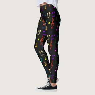 Legging Notas Musicais Coloridas Músico Arte de Nota Music