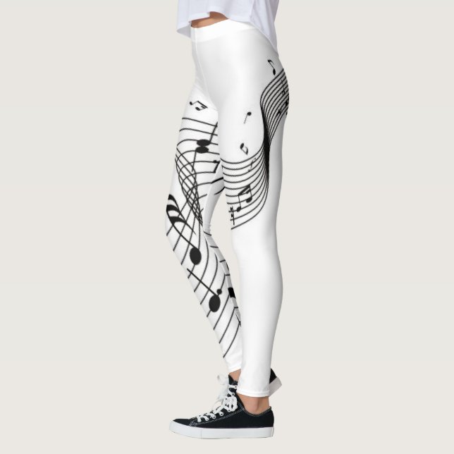 Legging Notas Musicais em Branco  (Esquerda)