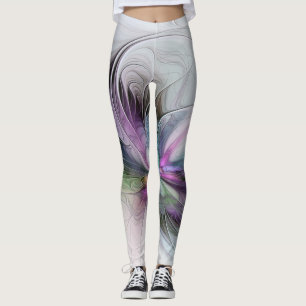 Legging Nova Vida, Fantasia Colorida de Arte Fractal Abstr