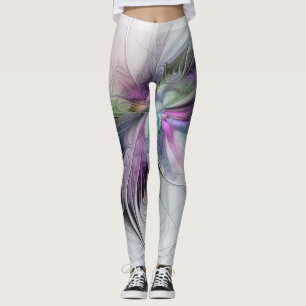 Legging Nova Vida, Fantasia Colorida de Arte Fractal Abstr