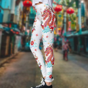 Legging Novo Ano Moderno do Dragão Vermelho Chinês - Corte
